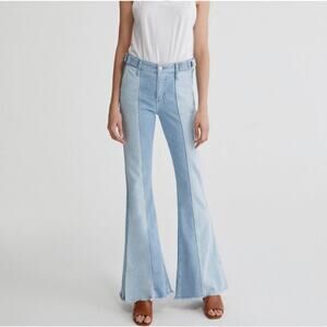 AG Iva Paneled Flare Rise Bell Denim w/ Raw Hem Size 28